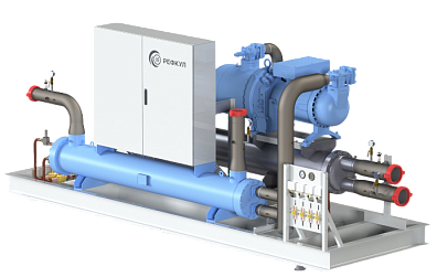 Чиллеры с водяным охлаждением конденсатора на базе винтовых компрессоров